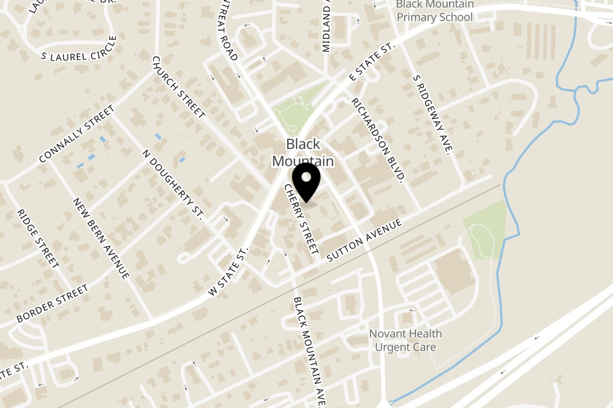 Map showing the location of Tacobilly Black Mountain on 117 Cherry St in Black Mountain